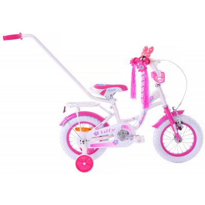 Detský bicykel 12 Fuzlu Lilly bielo-ružový